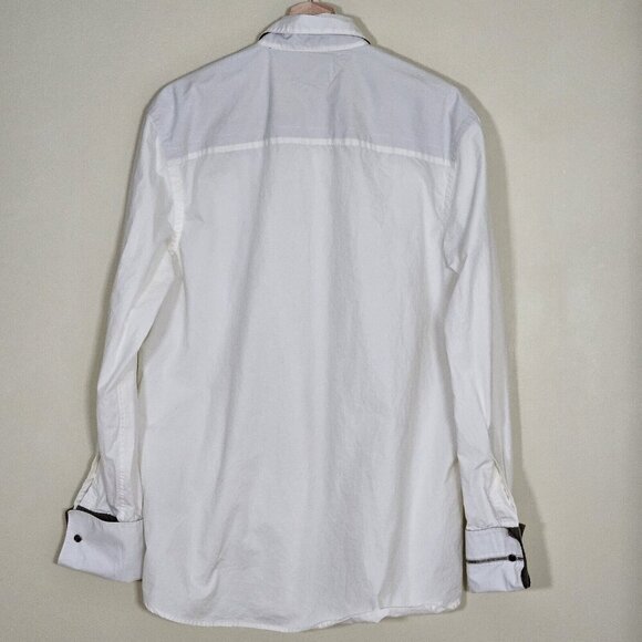 Red Label Hilfiger Denim Shirt Men L Cream Khaki LS Y2K Pearl Button Up Boho VTG - Picture 2 of 16